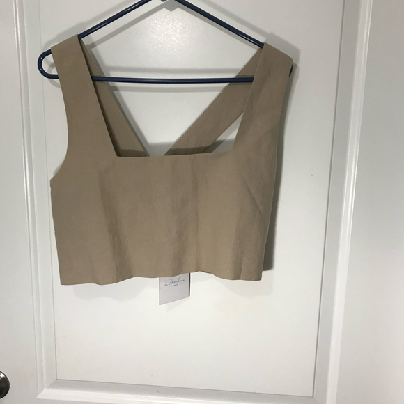 L’Academie The Rochelle Crop Top in Beige NWT Size Large - Picture 1 of 5
